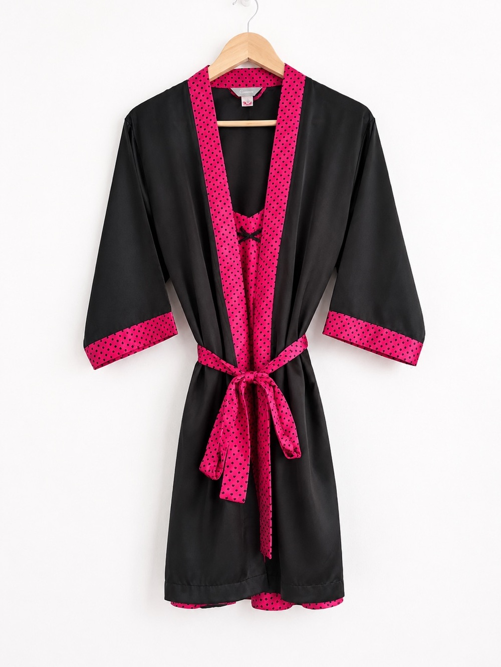 Vintage 90s Charmour Barbiecore Satin Robe Slip Set - Size L